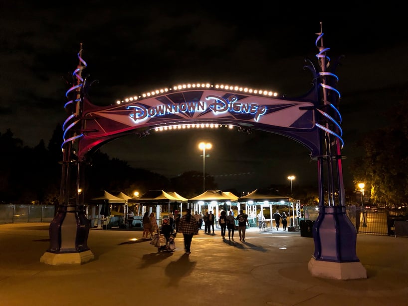 security tents used from parking lot into downtown disney